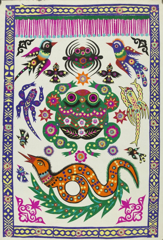 <h2>五毒</h2><p>作者：库淑兰</p><p>创作年代：20世纪80年代</p><p>规格：76cm×50cm</p><p>技法：剪纸</p>